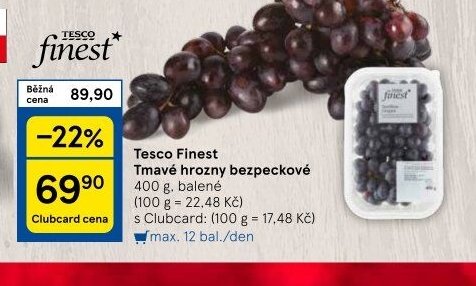 Tesco Finest Tmavé hrozny bezpeckové