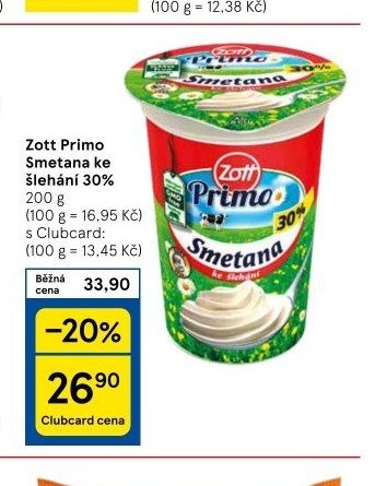 Zott Primo Smetana ke šlehání 30%