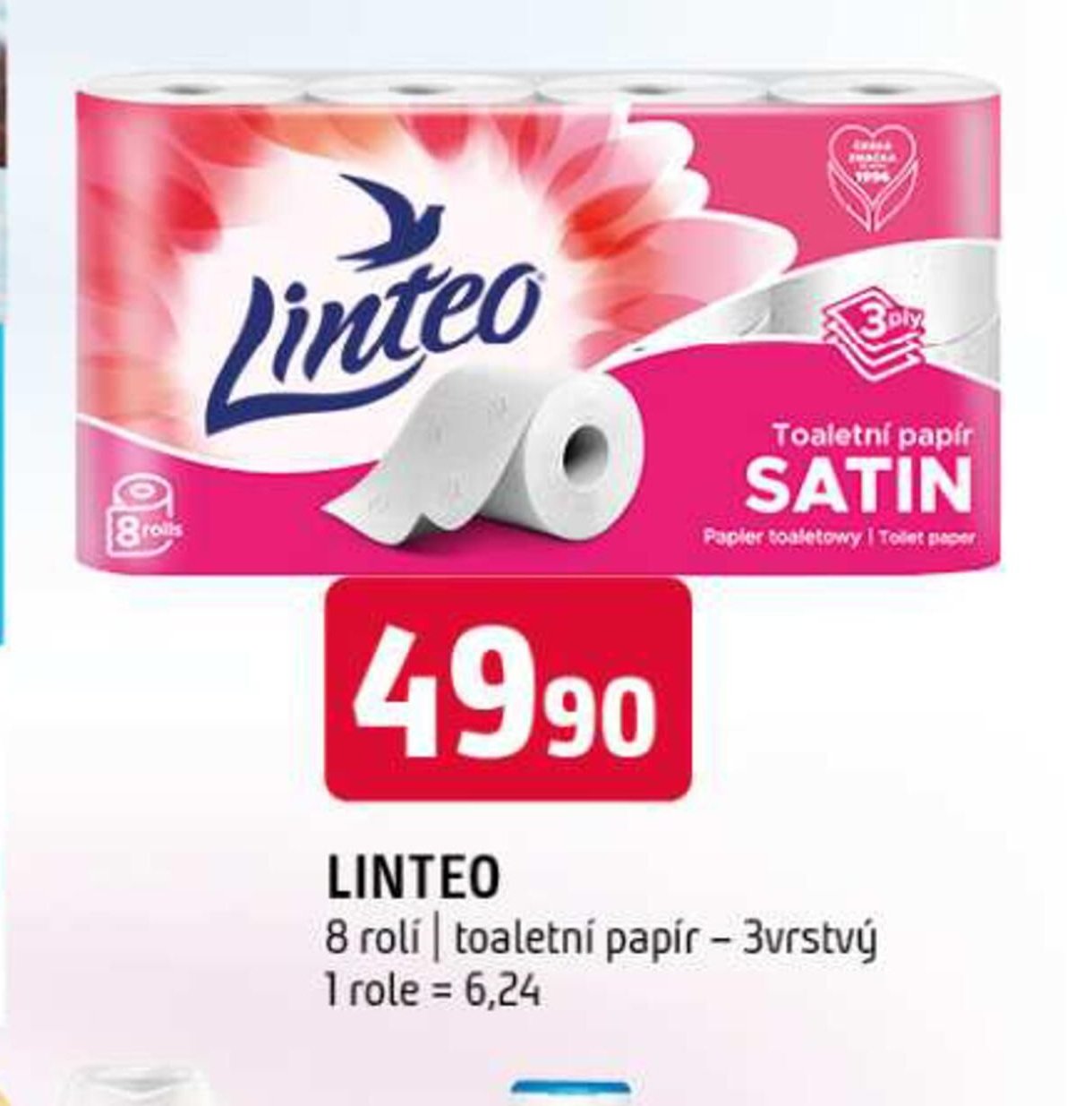 LINTEO 8 rolí | toaletní papír - 3vrstvý