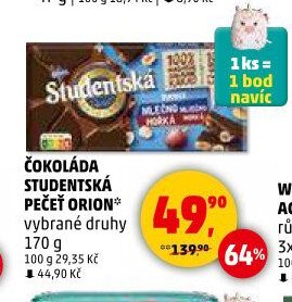ČOKOLÁDA STUDENTSKÁ PEČEŤ ORION