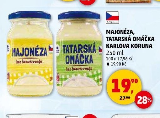 Majonéza, tatarská omáčka Karlova Koruna
