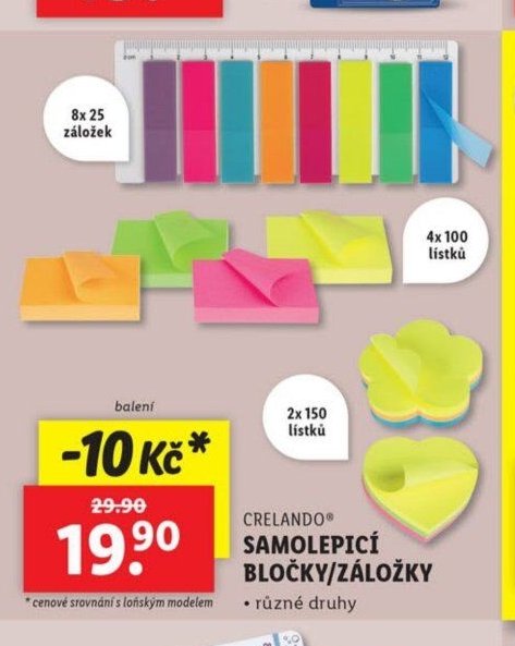 CRELANDO samolepící bločky/záložky