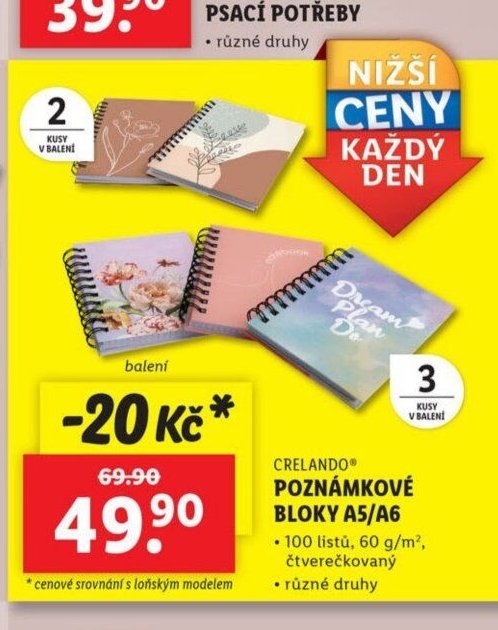 CRELANDO poznámkové bloky A5/A6