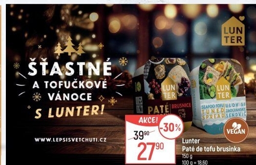 Paštika brusinková Paté de tofu Lunter