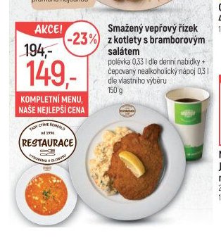 Smažený vepřový řízek s kotlety s bramborovým salátem