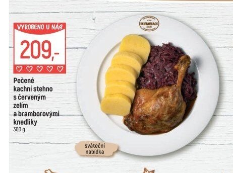 Pečené kachní stehno s červeným zelím a bramborovými knedlíky