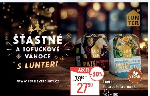 Paštika brusinková Paté de tofu Lunter