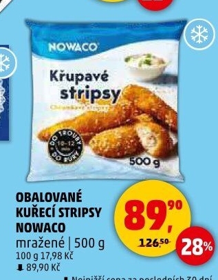 Kuřecí stripsy mražené Nowaco