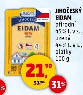 Sýr Eidam Jihočeský 45% Madeta