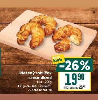 Pletený rohlíček s mandlemi