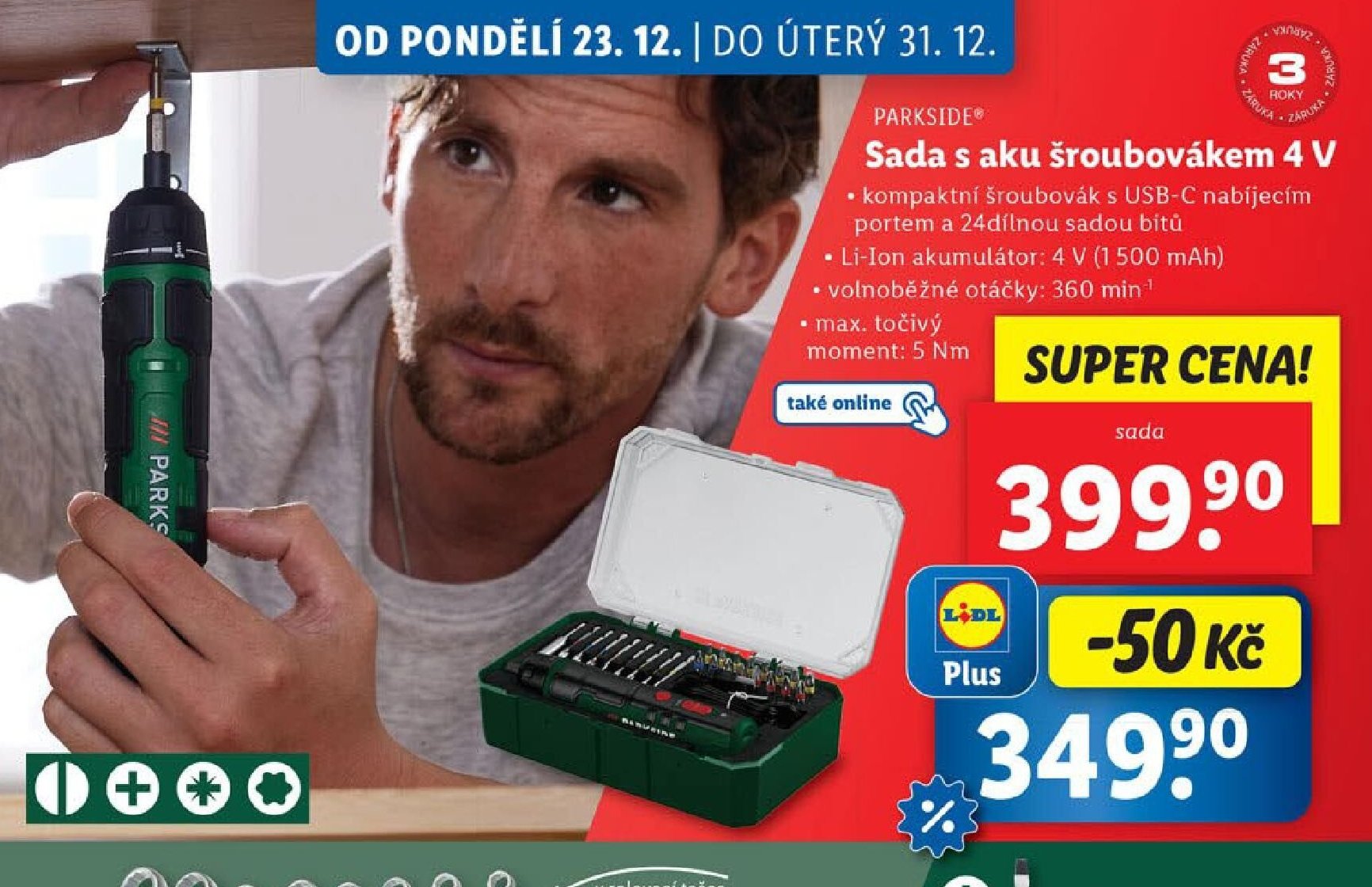PARKSIDE Sada s aku šroubovákem 4 V