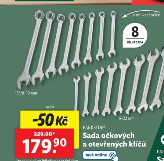 Sada očkových a otevřených klíčů Parkside