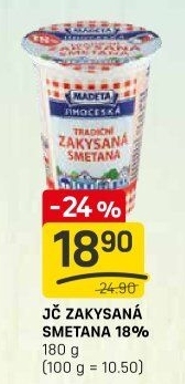 Smetana zakysaná Jihočeská Madeta 18%