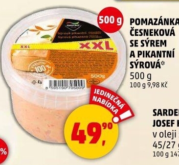 Pikantní sýrová pomazánka s česnekem Gastro