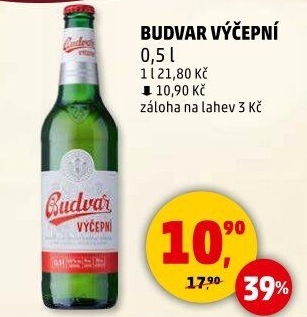 Pivo světlé výčepní Budweiser Budvar