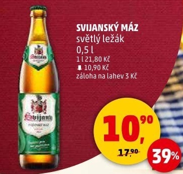 Pivo světlý ležák 11° Svijanský Máz Svijany
