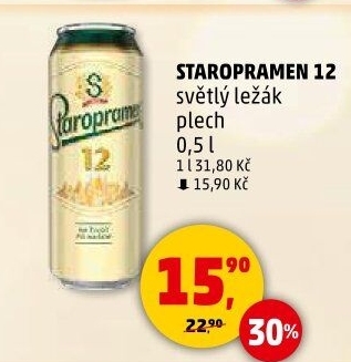 Pivo světlý ležák 12° Staropramen