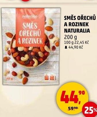Směs ořechů a rozinek Naturalia