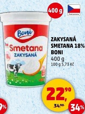 Smetana zakysaná Boni 18%