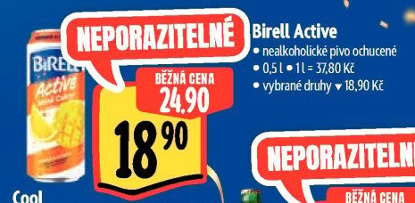 Nealkoholické pivo ochucené Active Birell