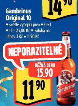 Pivo světlé výčepní Originál 10° Gambrinus
