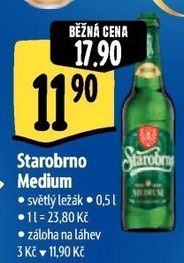 Pivo světlý ležák 11° Medium Starobrno