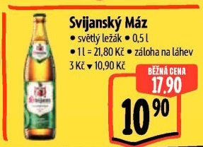 Pivo světlý ležák 11° Svijanský Máz Svijany