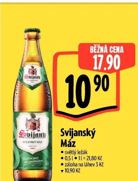 Pivo světlý ležák 11° Svijanský Máz Svijany
