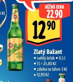Pivo světlý ležák 12° Zlatý Bažant