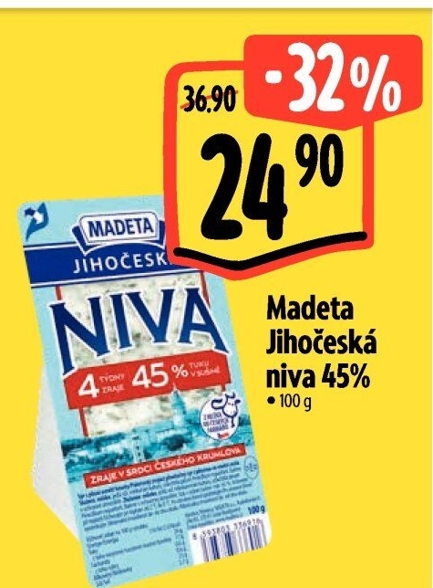 Sýr Niva Jihočeská 45% Madeta