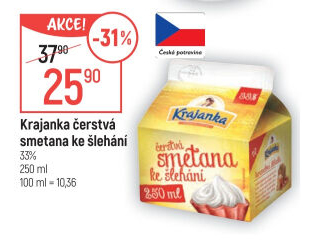 Smetana ke šlehání Krajanka 33%