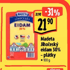 Madeta Jihočeský eidam 30% plátky
