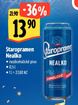 Nealkoholické pivo Staropramen