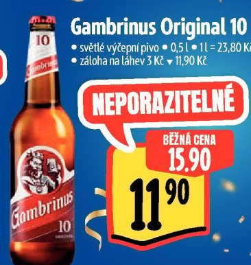 Pivo světlé výčepní Originál 10° Gambrinus