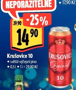 Pivo světlé výčepní Originál Královská 10° Krušovice