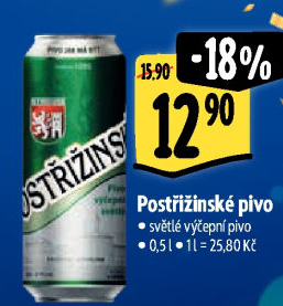 Pivo světlé výčepní Postřižinské Pivovar Nymburk