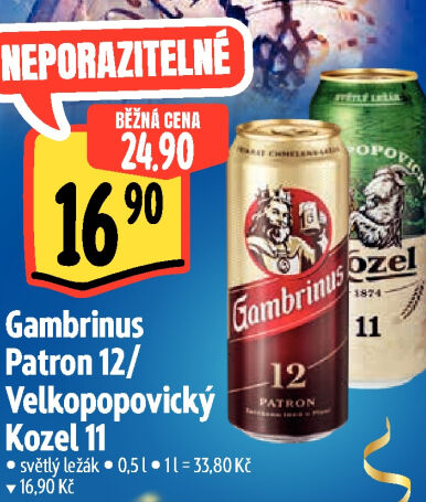 Pivo světlý ležák 12° Patron Gambrinus
