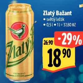 Pivo světlý ležák 12° Zlatý Bažant