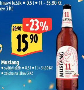 Pivo světlý ležák Mustang 11° Ostravar