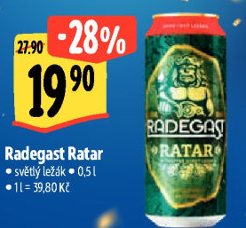 Pivo světlý ležák Ratar Radegast