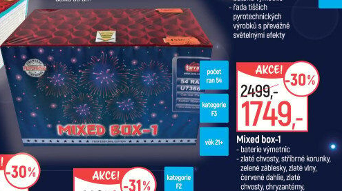 Ohňostroj Mix baterií výmetnic Tarra
