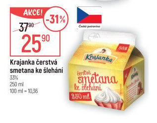 Smetana ke šlehání Krajanka 33%