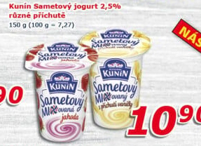 Ochucený jogurt sametový Mlékárna Kunín