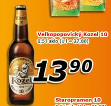 Pivo světlé výčepní 10°Velkopopovický Kozel