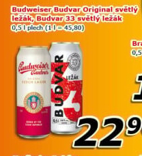 Pivo světlý ležák Original Budweiser Budvar