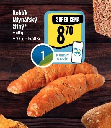 Rohlík Mlynářský žitný