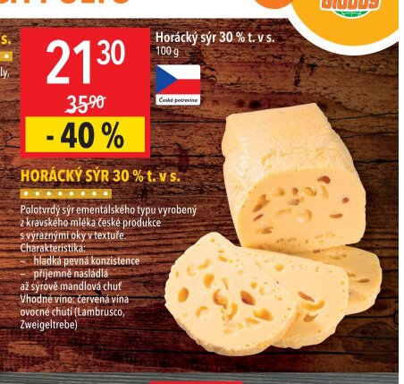 Horácký sýr 30 % t. v s.