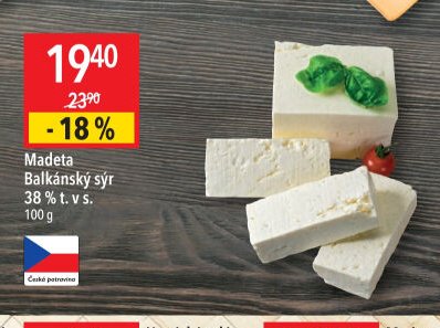 Madeta Balkánský sýr 38 % t. v s.