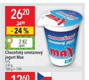 Choceňský smetanový jogurt Max bílý