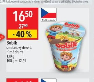 Bobík smetanový dezert, různé druhy